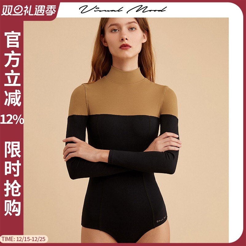 VisualMood复古长袖连体泳衣女
