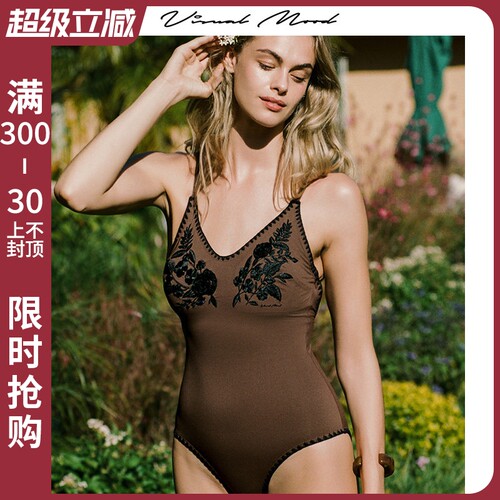 visualmood复古法式连体泳衣女