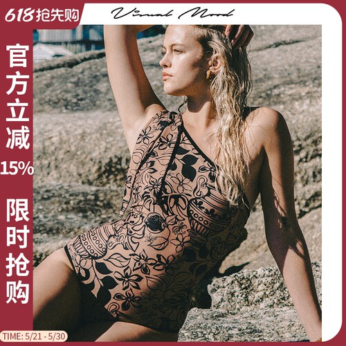 visualmood双面印花显瘦泳衣女