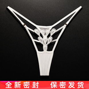 性感丁字裤女镂空蕾丝刺绣透明火辣诱惑无痕内裤细带一根绳欧美T