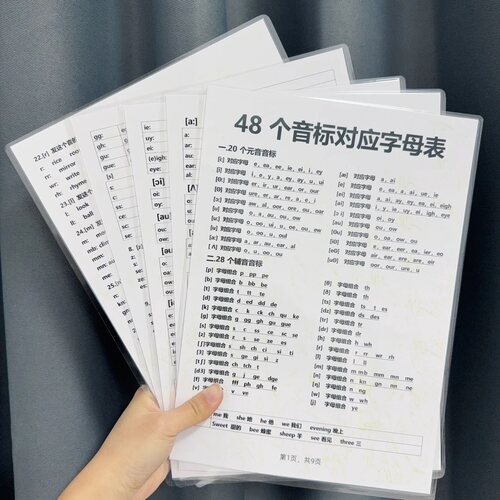 48个国际音标对应字母组合表教具