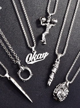 长款百搭钛钢INS吊坠潮牌毛衣链