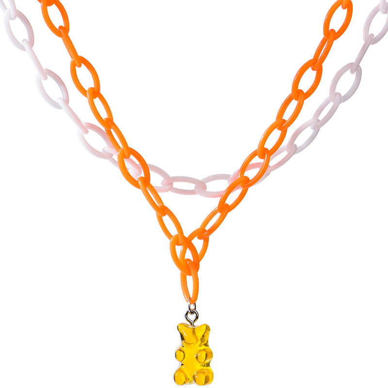 韩国东大门卡通糖果色小熊项链ins网红爆款果冻熊吊坠