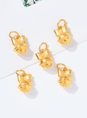 越南沙金小吊坠蝴蝶结铃铛