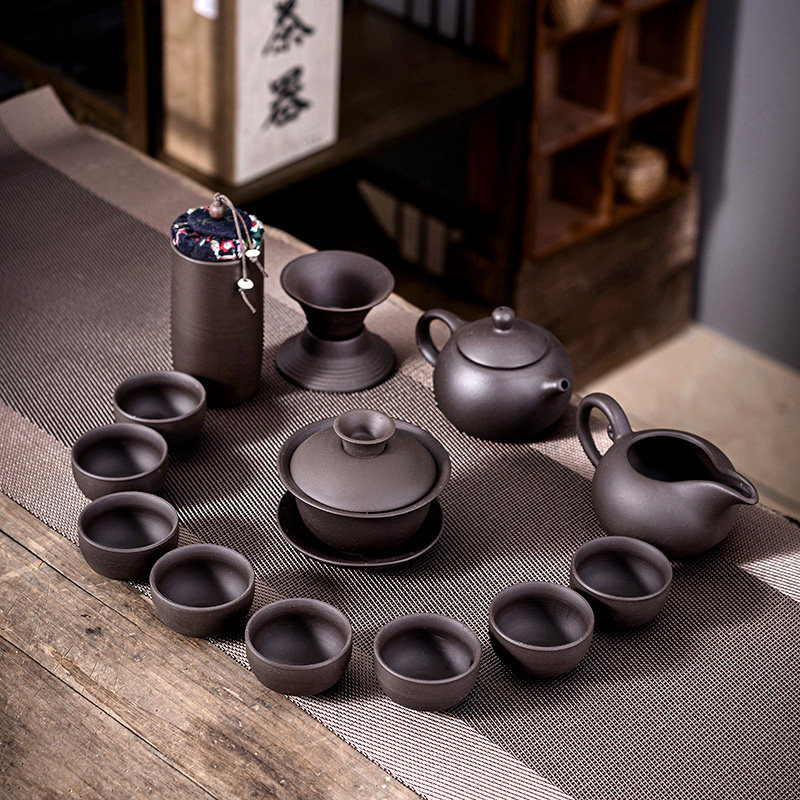 紫砂茶具套装2026新款家用泡茶专用茶杯喝茶陶瓷茶壶盖碗功夫茶具