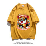 2023年新款夏季印花短袖T恤男潮宽松半袖潮ins情侣装2T2204P20，男装T恤，电商A097