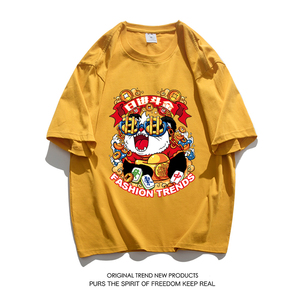 2023年新款夏季印花短袖T恤男潮宽松半袖潮ins情侣装2T2204P20,男装T恤,电商A097