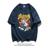 2023年新款夏季印花短袖T恤男潮宽松半袖潮ins情侣装T2208P20，男装T恤，电商A097