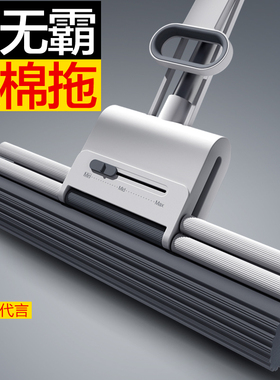 大卫海绵拖把家用一拖干湿两用吸水胶棉头地拖布2026新款免手洗净