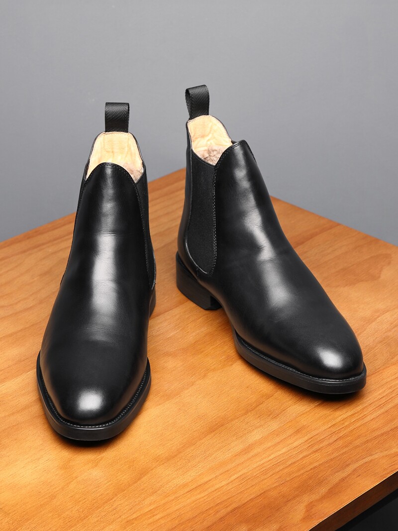 WINTER SHEEPSKIN FUR ONE-PIECE CHELSEA BOOTS MENS ENGLISH VELVET PADDED MARTIN BOOTS HIGH TOP WARM SNOW BOOTS SHORT BOOTS
