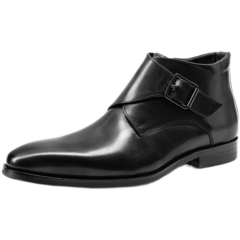 ITALY BUSINESS FORMAL LEATHER SHOES MENS BUCKLE BRITISH CHELSEA BOOTS HIGH-TOP LEATHER MARTIN BOOTS MENS VINTAGE BOOTIES