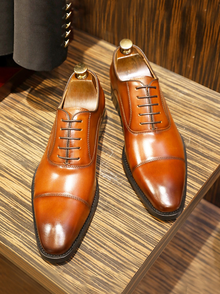 THREE-JOINT MENS SHOES BUSINESS FORMAL WEAR POINTED TOE INSIDE INCREASE INTERVIEW OXFORD SHOES LEATHER BRITISH WEDDING SHOES MALE GROOM