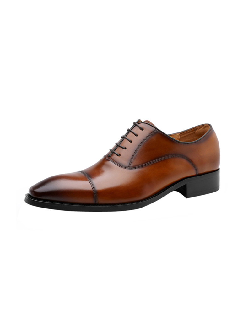 THREE-JOINT MENS SHOES BUSINESS FORMAL WEAR POINTED TOE INSIDE INCREASE INTERVIEW OXFORD SHOES LEATHER BRITISH WEDDING SHOES MALE GROOM