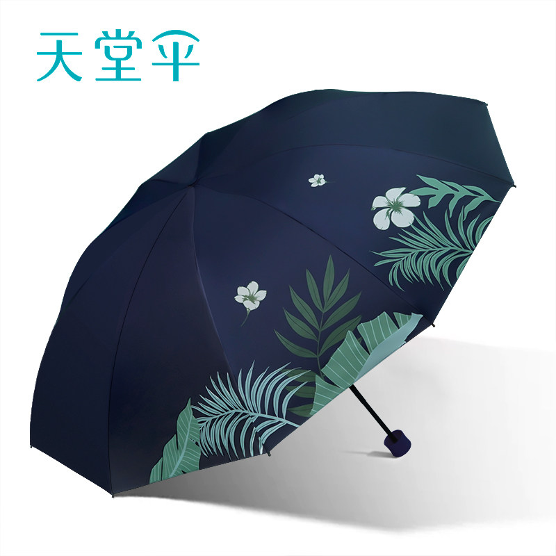 天堂伞十骨抗风双人加大号加固黑胶遮阳防晒伞太阳伞晴雨伞两用女