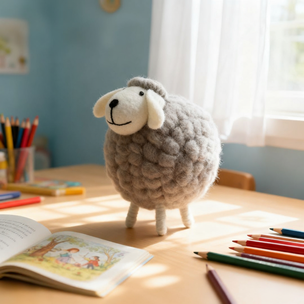 卡通羊毛毡绵羊手工桌面摆件