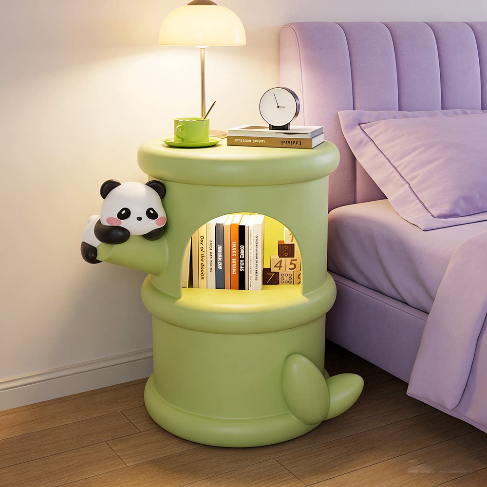 创意可爱熊猫竹子儿童房床头柜家用卧室床头置物架女生床头柜置物