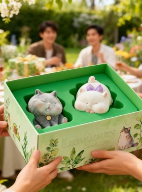 萌宠猫咪树脂桌面摆件礼盒送礼