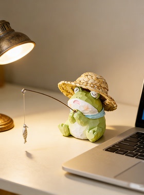 熊猫钓鱼摆件工位稳定情绪神器办公桌面装饰可爱治愈解压女生礼物