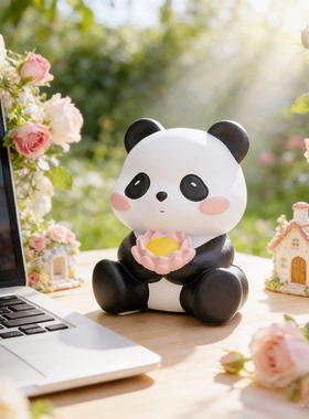 熊猫钓鱼桌面摆件可爱解压送礼