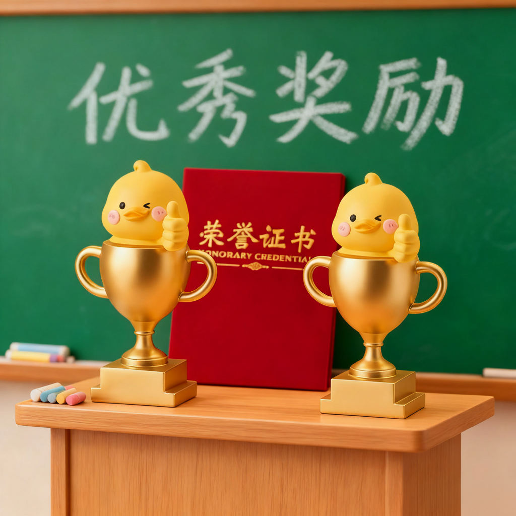 可爱小鸡奖杯桌面收纳摆件