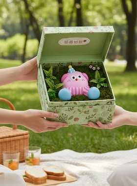 可爱草莓奶昔树脂摆件礼盒送女友