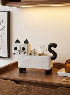 北欧猫咪陶瓷玄关收纳摆件送礼