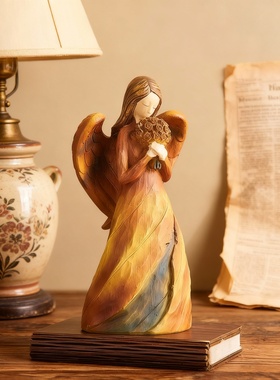 复古天使树脂手绘渐变桌面摆件