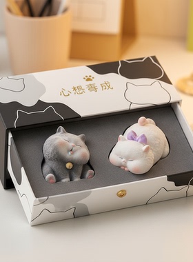 卡通树脂猫咪摆件礼盒解压