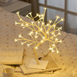 樱花氛围感创意床头小夜灯卧室睡眠灯插电款儿童台灯2024新款网红