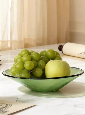 绿云穆拉诺全手工清雅豆绿琉璃碗