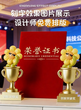 卡通太阳花树脂奖杯工位定制