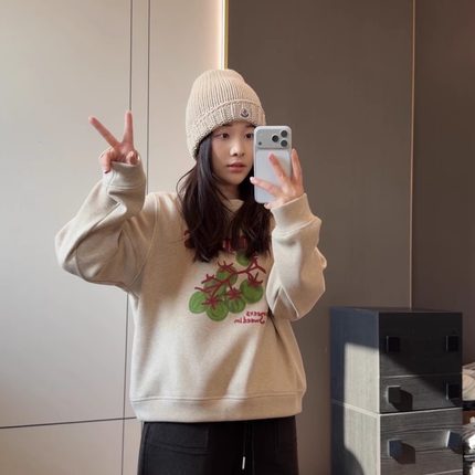 SANMI/叁米 【柿柿如意】加绒圆领卫衣 J1353