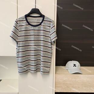 T恤 拼接领条纹短袖 J1651 叁米 SANMI