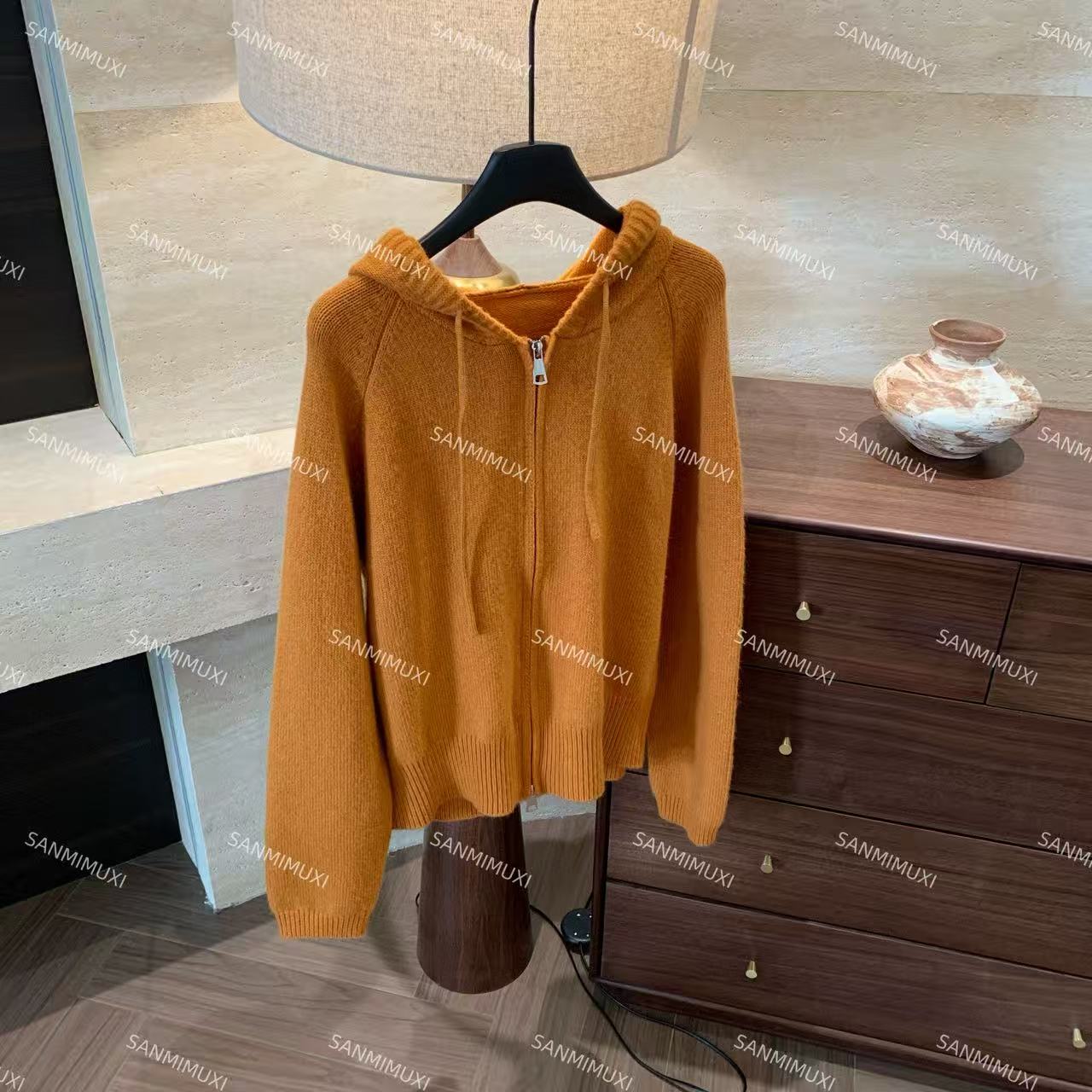 SANMI/叁米  【多巴胺帽衫】插肩袖针织拉链帽衫  S0282