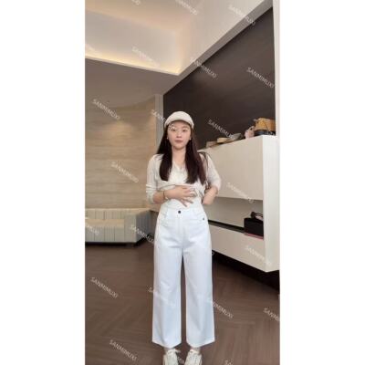 叁米木兮    半松紧腰头天丝棉九分直筒裤 H877