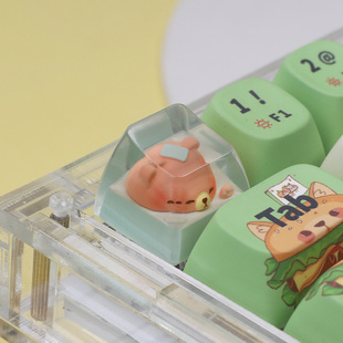 键帽机械键盘键帽单个滴胶透光键盘帽女礼物 原创泡汤熊熊可爱个性