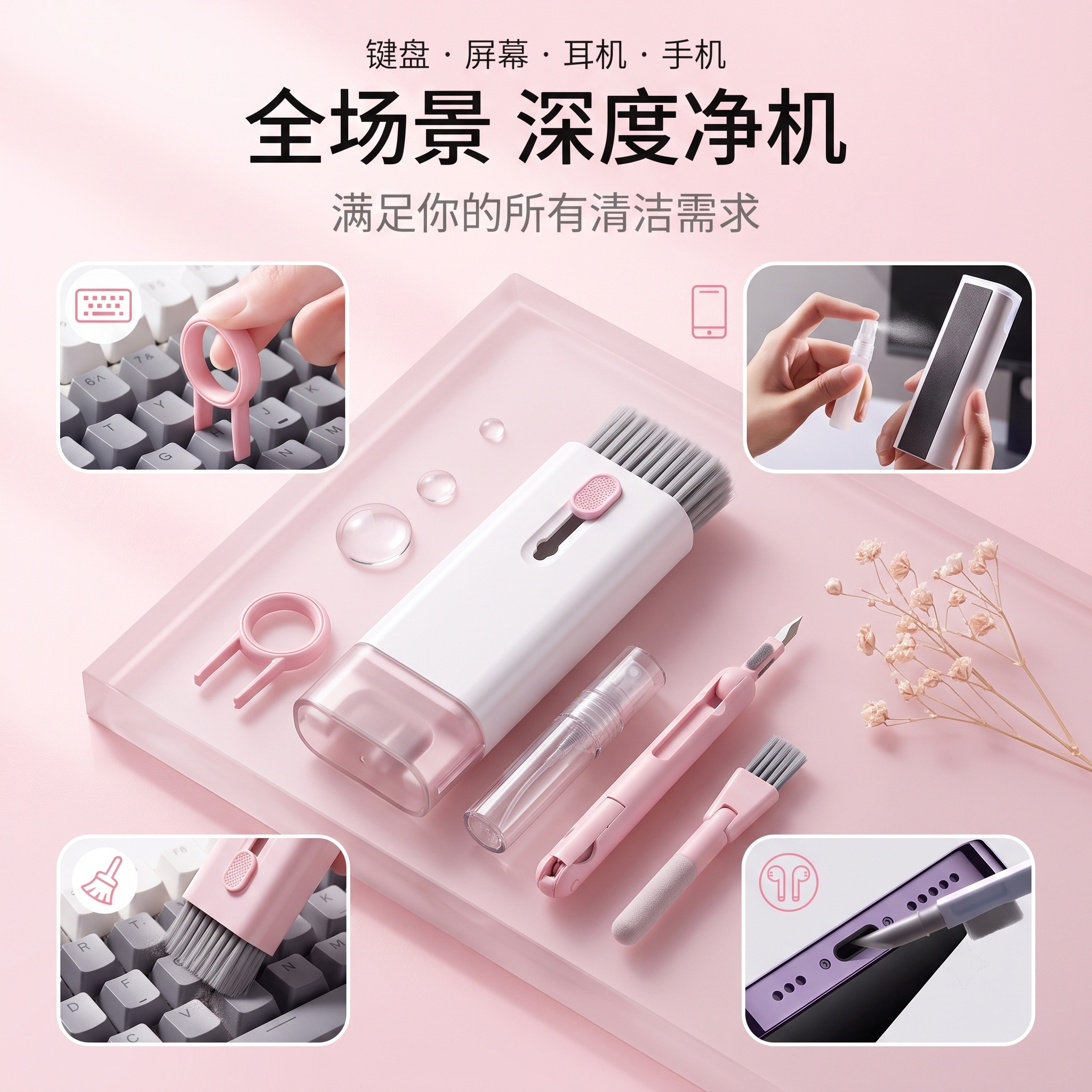 敲敲莓键盘清洁机械键盘专用清理工具电脑除尘软毛刷灰尘刷子清灰