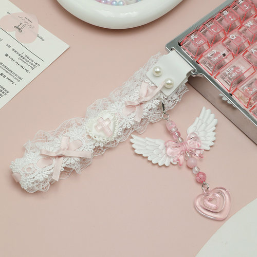 敲敲莓蕾丝键盘飘带装饰