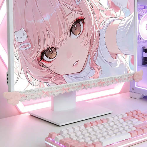 敲敲莓蕾丝蝴蝶结显示器装饰贴