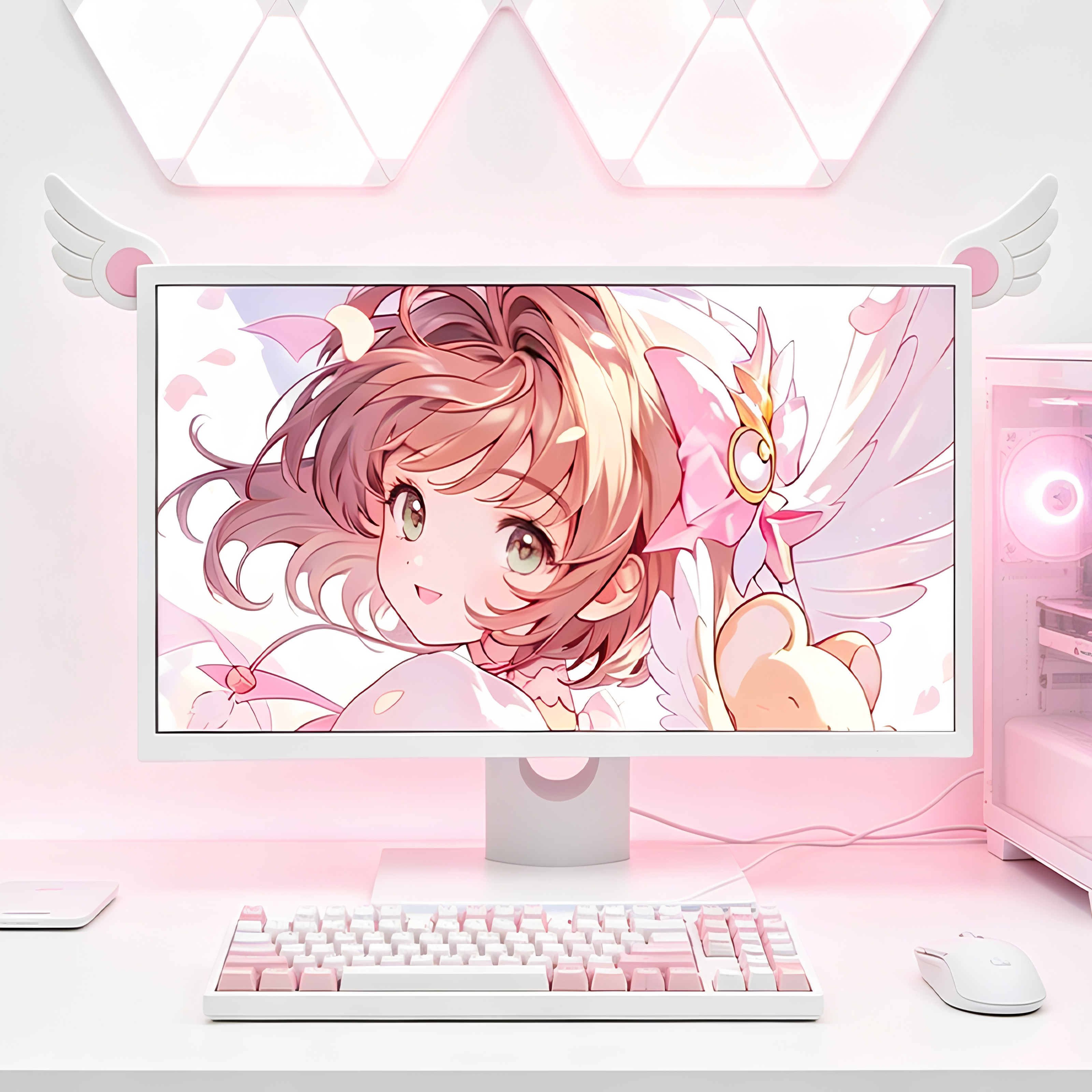 敲敲莓魔卡小樱显示器装饰摆件
