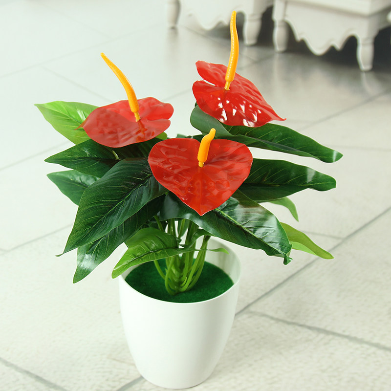 仿真绿植红掌植物盆栽仿真花落地假花塑料花家居客厅装饰摆件