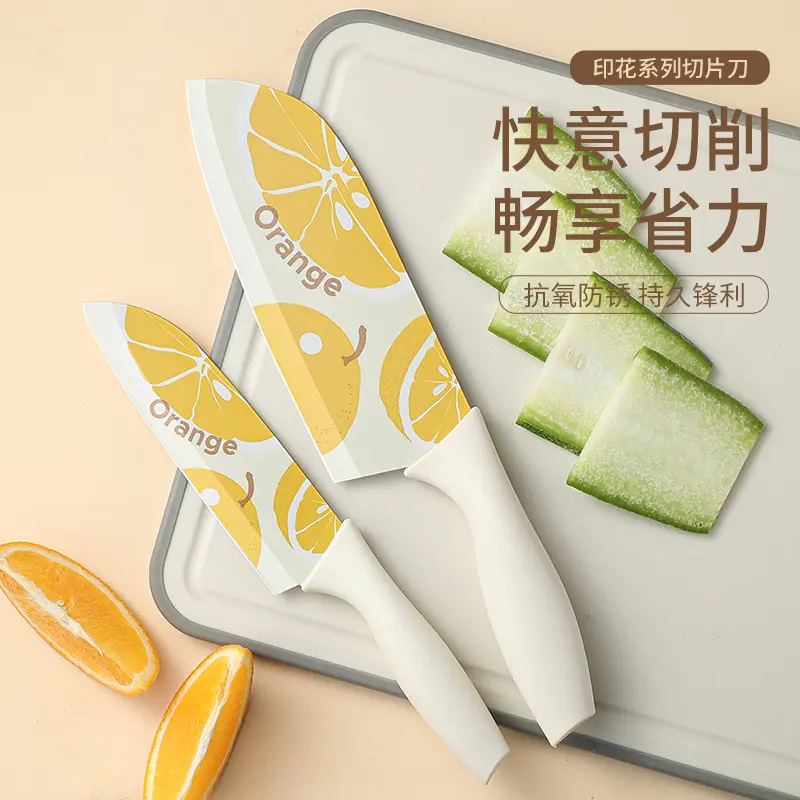 心想事橙子家用不锈钢切片切肉厨房水果刀菜刀辅食刀套装厨师专用