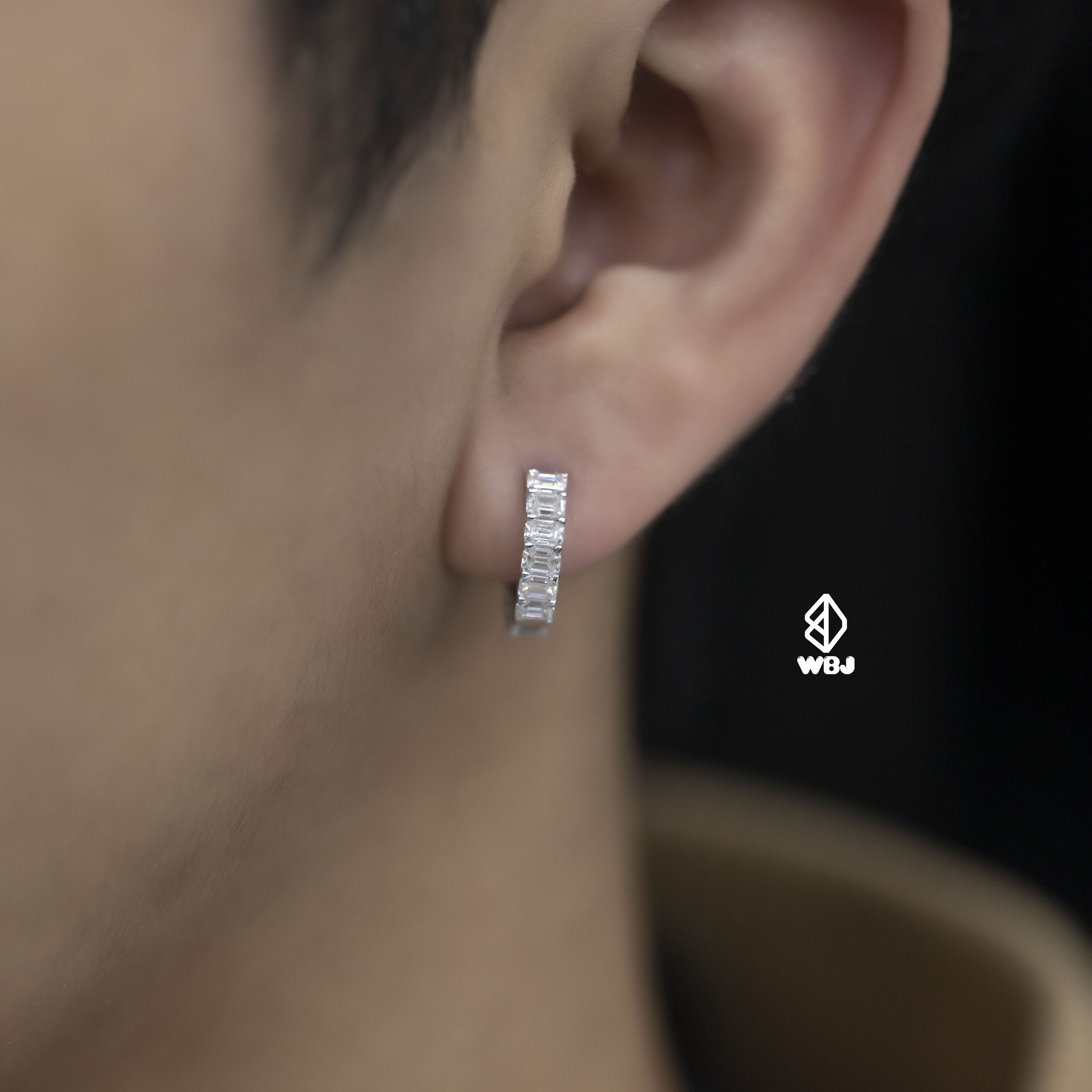 WBJ欧美银情侣莫桑石耳环