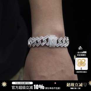 Cuba WBJ定制珠寶17mm方形T方古巴手鏈S925純銀鍍金 bracelet