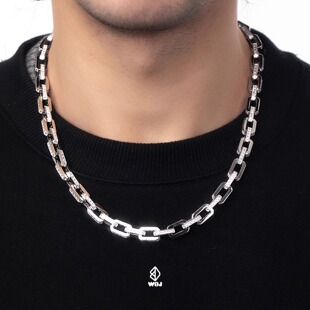 wbj定制珠宝 银镀金S925纯银镀金银饰嘻哈吊坠男 8mm山度士项链