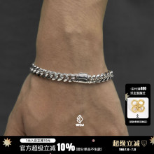 WBJ定制珠宝 7mm古巴链 嘻哈素银古巴手链 cuba Bracelet hiphop