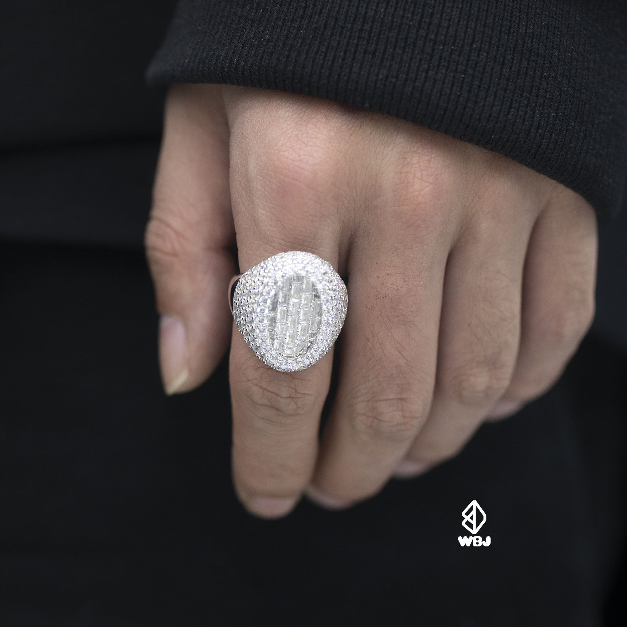 WBJ定制珠宝通用银欧美T方戒指