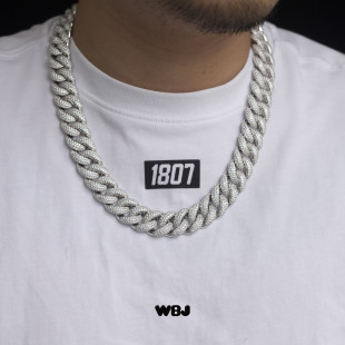 cubanlink 925银 WBJ定制珠宝 18mm满镶嵌古巴链