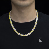 s925 银镀金 饰品 wbj定制珠宝8mm垫形T方项链 Tennis necklace