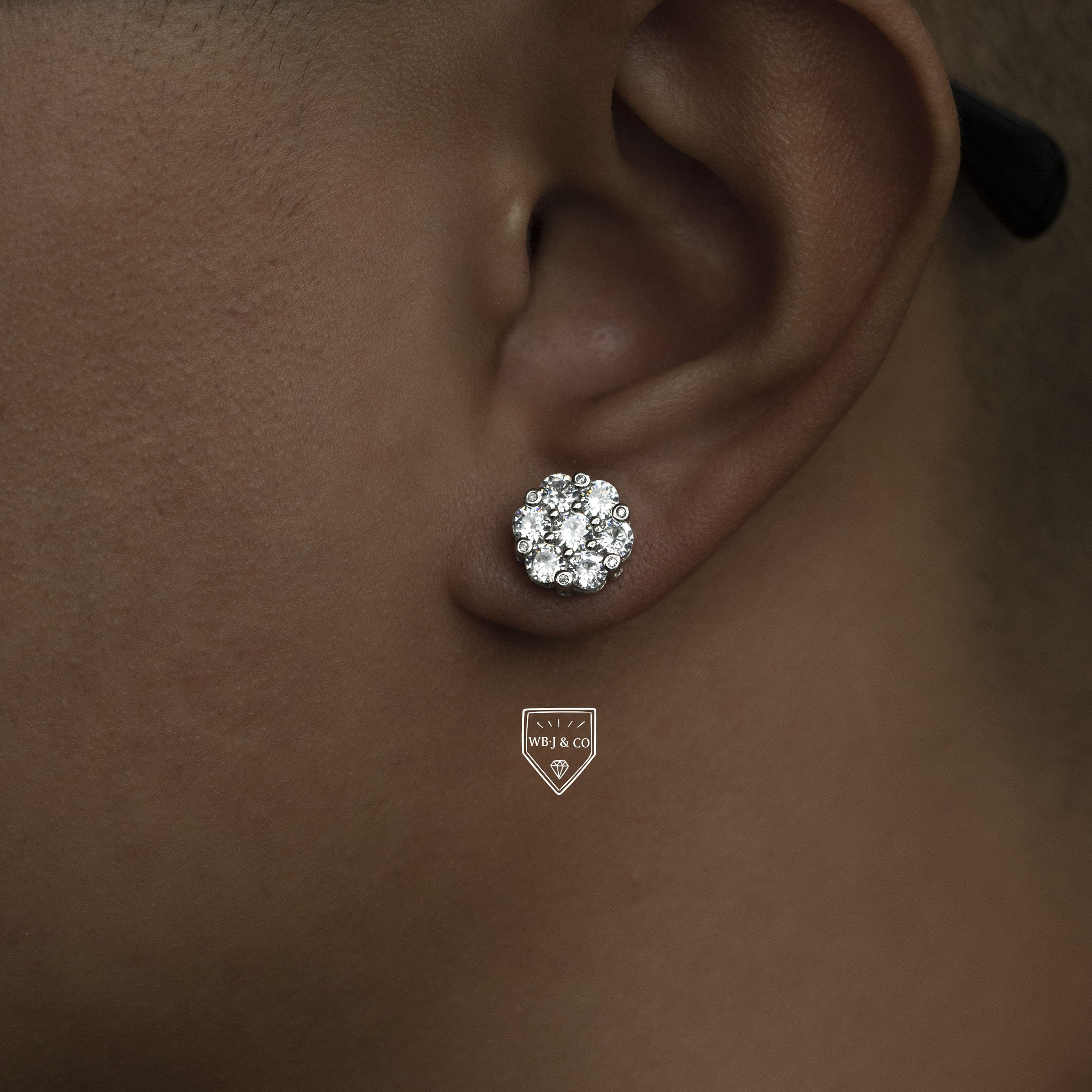 WBJ定制珠宝雪花耳钉S925银镀金